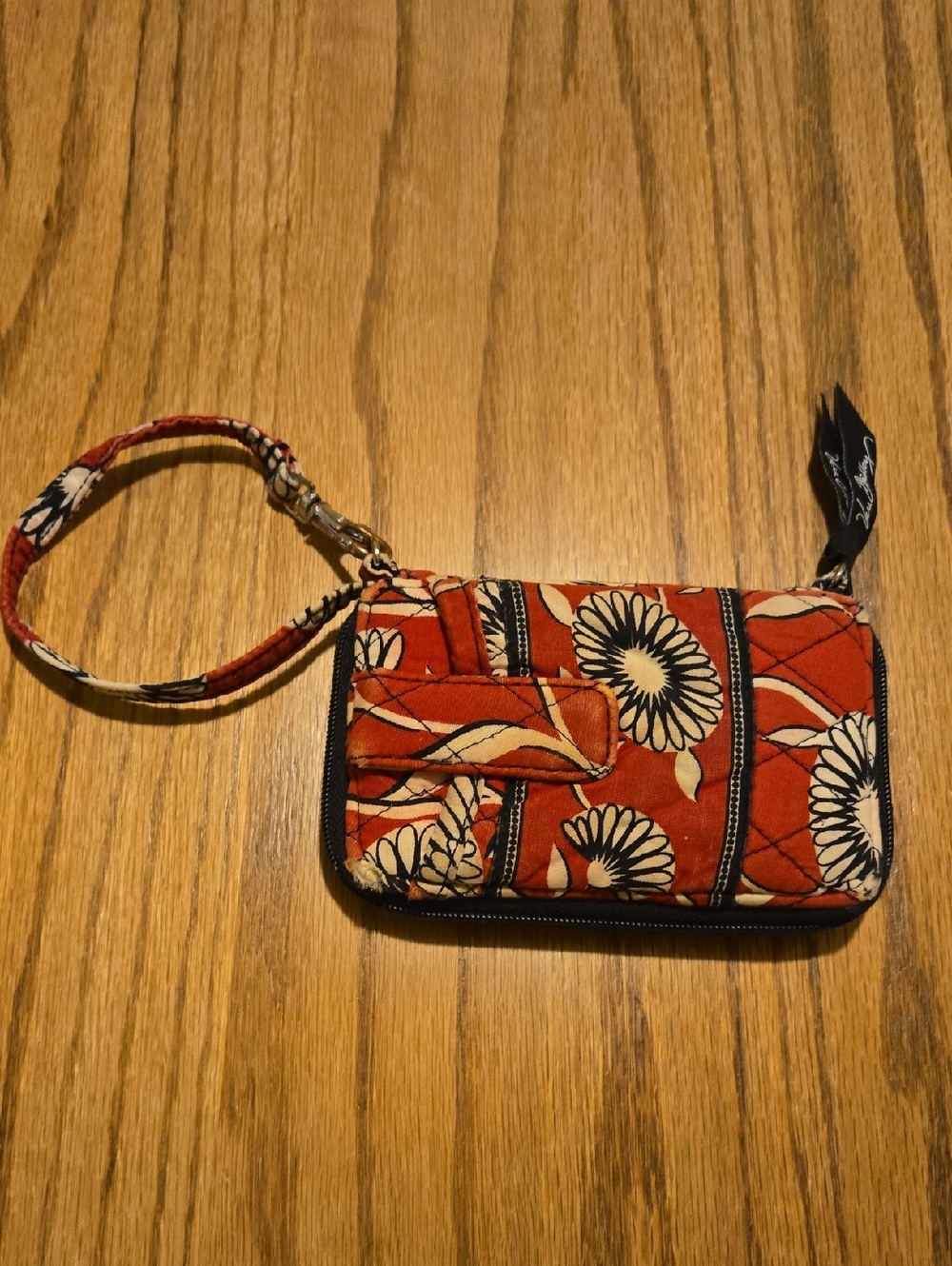 Vera Bradley Red and Cream Floral Quilted Wristlet